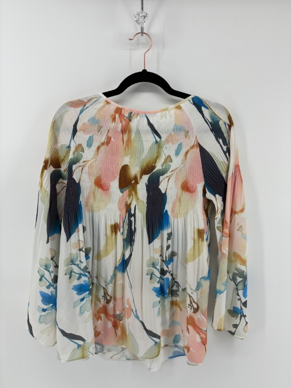 CHARLIE B Red and Pink Pleated Blouse - Picture 7 of 9